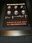 Rammstein Du Hast Rare Original Radio Promo Poster Ad Framed!