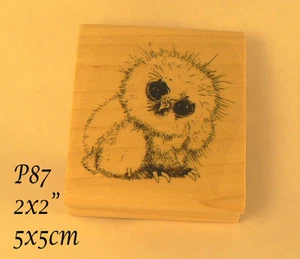 P87 Owlet, hand drawn owl bird rubber stamp WM - Picture 1 of 2