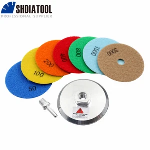 7pcs 4'' Dry Diamond Polishing Pad Grinding Disc Stone Tile Aluminum Backer - Picture 1 of 7