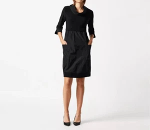 Abito donna JOSEPH RIBKOFF nero memory taffetà e maglia seta popover taglia 8 - Foto 1 di 8