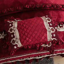 2PCS Soft Velvet Quilted Lace Pillow Covers 24x24 Embossed Pillow Sham Case Bed
