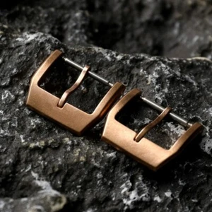 Cinturino orologio metallo fibbia bronzo resistente pelle gomma chiusura 18 mm - Foto 1 di 12