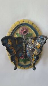 Antique Cast Iron Butterfly Rose Door Knocker Garden, Entryway or Home Decor