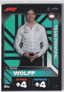 Topps F1 Turbo Attax 2022 Formule 1 Carte Numéro 21 Toto Wolff Team Principal - Picture 1 of 2