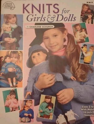 KNITS FOR GIRLS AND DOLLS Girl Sizes 2-12 ~18" Doll Sweaters ASN 1348 Out of pri - Image 1 of 3