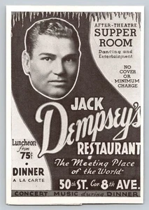 Anuncio impreso Jack Dempsey's Restaurant, Dancing, New York City de 1930 2,75" x 4" - Imagen 1 de 2