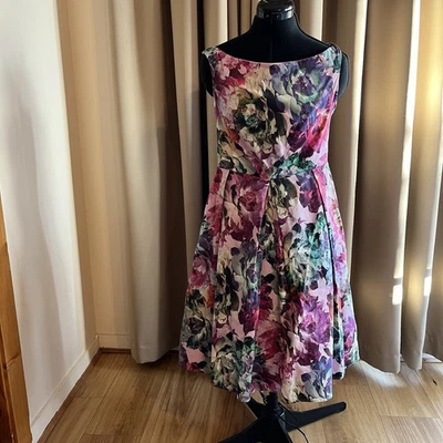 Asos Dress 12 Floral Pleats Spring Sleeveless Cocktail Gown - image 1 of 4