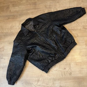 Vintage 90s Streetwear Herren 6XL Distressed Pelle Leder Scarface Jacke Schwarz - Bild 1 von 18