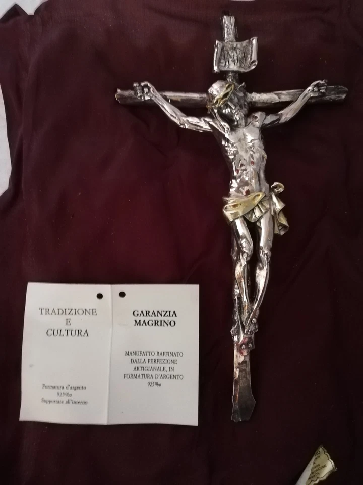 crocifisso in argento 925 alto 25 cm garanzia Magrino - Immagine 1 di 4