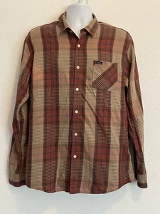 RVCA hellbraun kariertes langärmliges kariertes geknöpftes Herrenhemd Baumwollmischung Größe Large - Bild 1 von 9