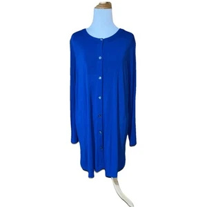 J. JILL Wearever Collection Blue Tunic Top Jacket Button Front Pocket Size XL - Picture 1 of 13