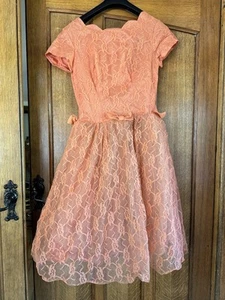 Vintage Cocktail Dress Petticoat Net Layered Underskirt Tiered 1950s Orange - Picture 1 of 24