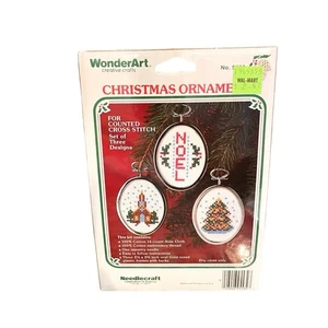 VTG Wonder Art Christmas Traditions Counted Cross Stitch Ornaments Kit New! - Picture 1 of 2
