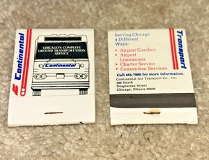 2 Vintage 1970s Full Matchbook CONTINENTAL BUS AIR TRANSPORT Chicago - Picture 1 of 5