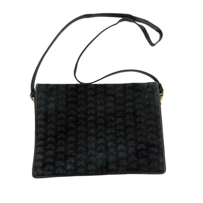 Bottega Veneta Vintage Suede Shoulder Bag Envelope Clutch Black Butterfly Print - Image 1 of 4