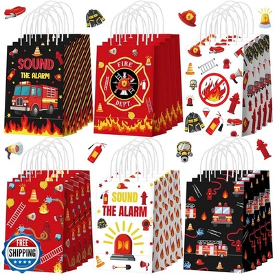 Zhanmai 24 Pcs Firetruck Party Favors Gifts Goodie Bags with Handles Firefigh Foto 1 de 4