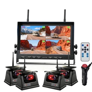 1080P Wireless RV  Magnetic Solar Backup Camera 10.1" DVR Monitor Trailer Boat - Picture 1 of 17