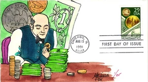 #2558 Coin Collecting Numismatics - Hand Painted Melissa FOX - Only 25 Made - Picture 1 of 1