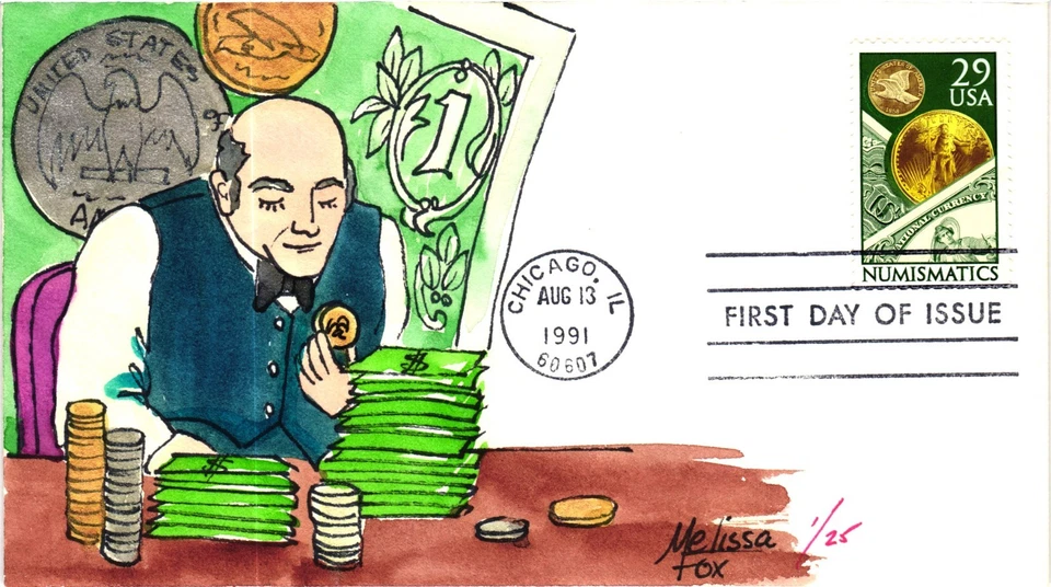 #2558 Coin Collecting Numismatics - Hand Painted Melissa FOX - Only 25 Made - Image 1 of 1