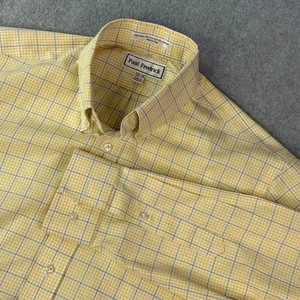 Camisa de vestir Paul Fredrick calce clásico para hombre 15 1/2 x 34 amarillo y azul a cuadros City - Imagen 1 de 7