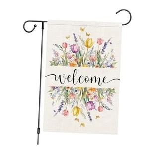Spring Summer Garden Flag Welcome Tulip Floral 12x18 Inch Double Sided Flower - Picture 1 of 7