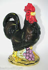 New Beautiful Black Rooster With Purple Grape Ceramic Decorative Figurine