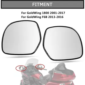1Pair Clear Rear View Side Mirrors Glass Fit For Honda GoldWing GL1800 2001-2017 - Picture 1 of 13