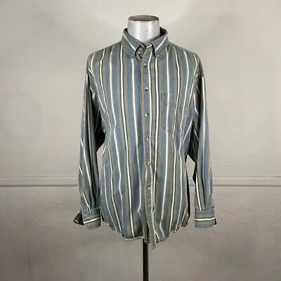 Camisa Rustler Vintage Para Hombre 2XL Azul Marrón Blanco Rayas Lona Manga Larga Foto 1 de 4