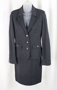 St. John Collection Women's Grey Santana Knit Skirt Suit Size 2