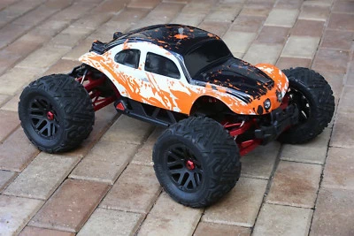 Custom Bug Body Muddy Orange/WB Shell for ARRMA 1/8 Nero 6S BLX VW Baja Beetle - Image 1 of 4