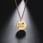 Faith Hope Love Excitement Stainless Steel Necklace Women Small Round Pendant