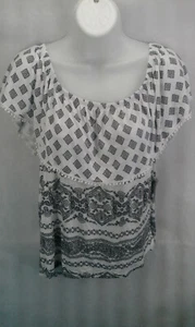 Juniors Size XL White Diamond Paisly Layered Handkerchief Blouse Joe Boxer - Picture 1 of 4
