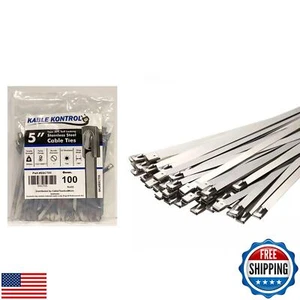 Kable Kontrol Metal Zip Ties 5 Inch 100 Pcs, 200 Lbs Tensile Strength, Self-l - Picture 1 of 5