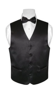 BOY'S Dress Vest and Boys BOW TIE Solid Color BowTie Set for Suit or Tuxedo - Picture 1 of 60