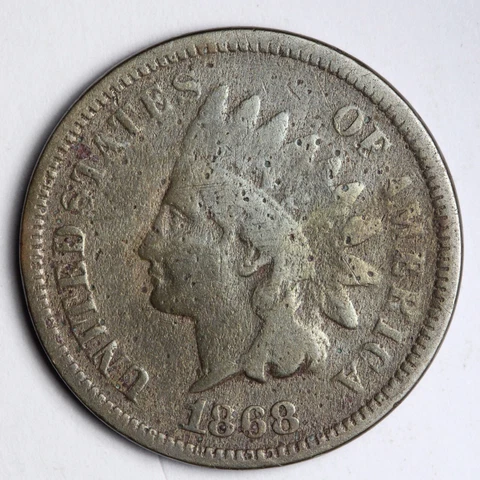 1868 Indian Head Cent Penny CHOICE GOOD E114 SXNM Cover