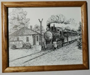 Robert Daugherty Bleistift/Tinte Kunstdruck Zug Zeichnung - Bild 1 von 1