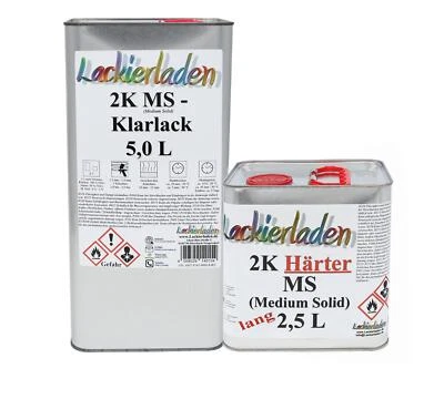 SET 2K MS Klarlack 2:1 inkl. Härter lang 7,5 L | 5,0 L Klarlack 2,5 L Härter - Bild 1 von 4