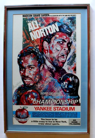 1976 Ali v Norton Yankee Stadium On Site Poster Framed with Two Original Tickets Cover