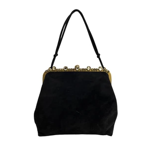 MIU MIU Velvet Black Rhinestone Frame Handbag - Picture 1 of 17