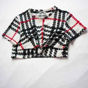 Shein Big Girl's Size 10Y White Red Black Pattern Short Sleeve Top - Picture 1 of 9
