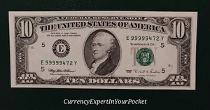 1995 $10.00 Richmond FRN VERY HIGH # E99999472Y - CH/GEM CU! - Picture 1 of 2
