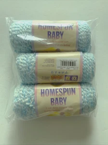 Lot of 3 Lion Brand HOMESPUN Baby Yarn 105 Powder Blue Textured Light - Picture 1 of 3