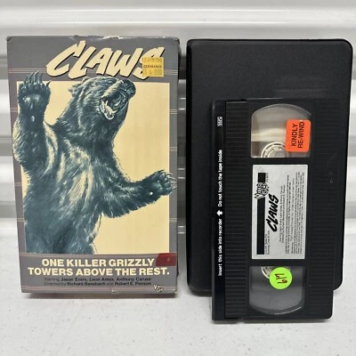 RARE ONLY COPY CLAWS (VHS 1977) OOP Horror Killer Grizzly Jason Evers Leon Ames - Image 1 of 4
