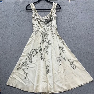 Vtg Ceil Chapman Dress Champagne Beaded Sequin 1950s Silk Satin Midi Elegant - Image 1 of 4