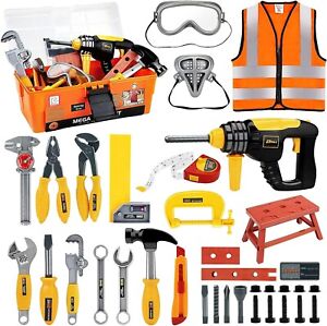 Tool Set with Tool Box & Electronic Toy Drill Play Kids Construction Kits 3-5 yr
