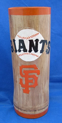 Vintage 32 oz Bamboo Tiki Mug SAN FRANCISCO GIANTS Orange Black No Leaks 10" Cover