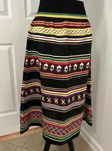 Vintage Native American Seminole Handmade Patchwork Mulitcolored/Black Skirt - Picture 1 of 8