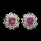 Heated Round Ruby White Topaz Gemstone 925 Sterling Silver Jewelry Earrings