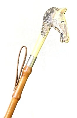 Vintage Unused Horse Head Bamboo Shoe Horn Slipper Spoon Stick Accessory - Image 1 of 4