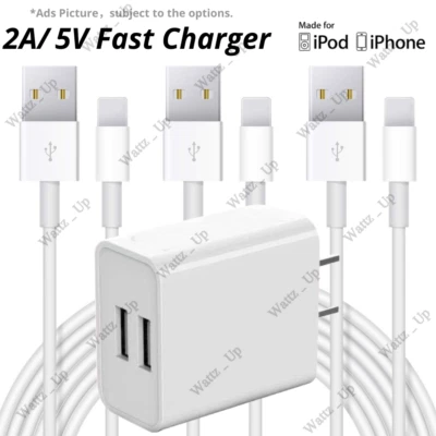 Lote de cables USB adaptador de corriente cargador rápido para iPhone 14 13 12 11 XR XS 8 7 6 Plus Foto 1 de 4